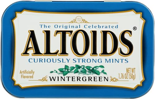 Altoids Wintergreen Candy, envase de lata de 1.76 oz, 12 contenedores/caja