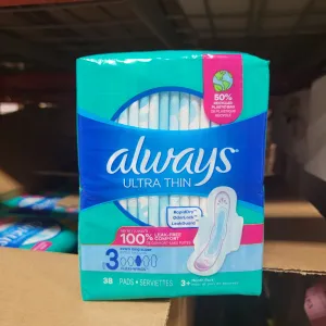 Compresas femeninas siempre ultrafinas para mujer, talla 3, súper absorbencia extralarga, W