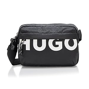 HUGO, Bolso bandolera Shaun con logo grande, Negro bagre, Talla única