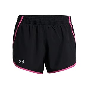 Pantalones cortos Under Armour Fly By Negro/Rosa astro/Reflectante MD (EE. UU. 8-10)