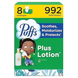 Pañuelos faciales Puffs Plus Lotion, 8 cajas familiares, 124 pañuelos faciales por caja, Al