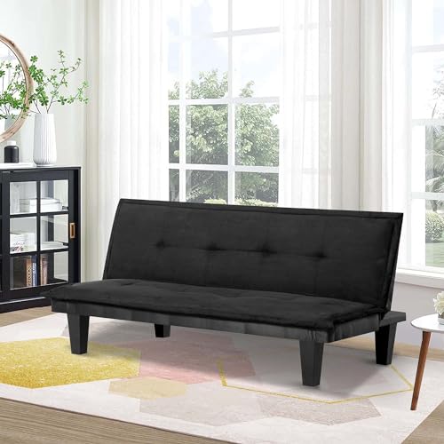 Cama futón SumKea de 63,8 pulgadas con respaldo ajustable y tapicería de gamuza - Multifunción