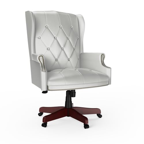 Silla de oficina ejecutiva de cuero con respaldo alto, diseño ergonómico resistente de 330 libras Thi