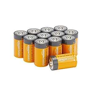 Amazon Basics Paquete de 12 baterías alcalinas de celda D, 1,5 voltios, vida útil de 5 años, baja