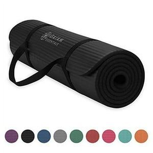 Gaiam Essentials Estera de yoga gruesa Estera de ejercicio y fitness con soporte de cincha fácil S