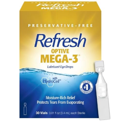 Refresh Optive Mega-3 Gotas lubricantes para ojos secos, sin conservantes, 0,01