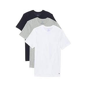 Tommy Hilfiger Camisetas interiores clásicas de algodón para hombre, paquete de 3