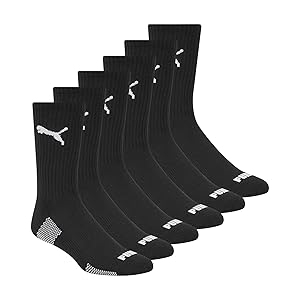 PUMA Pack de 6 calcetines deportivos para hombre, negro/blanco, 10-13 US