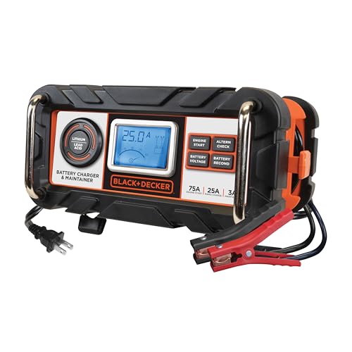 BLACK+DECKER BC25BD Cargador/mantenedor de batería de banco completamente automático de 25 amperios y 12 V