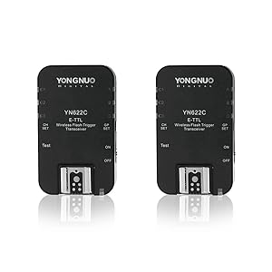 Yongnuo YN-622 Transceptor de flash E-TTL inalámbrico de 7 canales para Canon (paquete de 2)