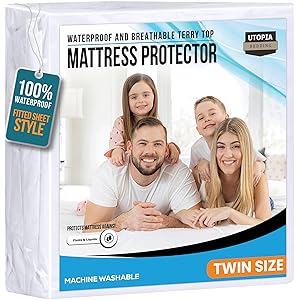 Protector de colchón tamaño Twin impermeable, funda de colchón de rizo premium de 200 GSM, S