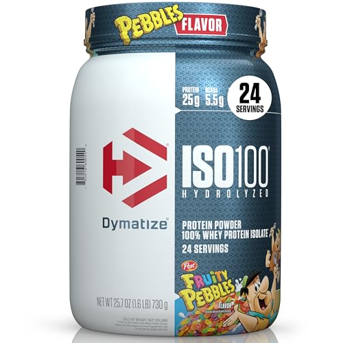 Dymatize x Fruity Pebbles Aislado de proteína de suero en polvo ISO100, 25 g de proteína, 20