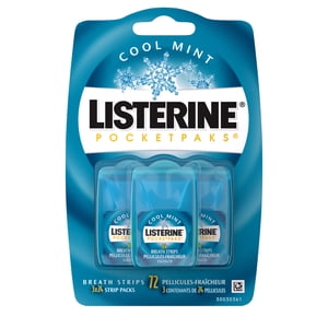 Listerine Pocketpaks tiras para el aliento, menta fresca, 72 unidades (paquete de 1)
