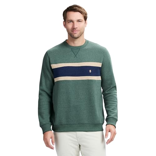 IZOD Advantage Performance - Sudadera de forro polar con cuello redondo para hombre, color oscuro