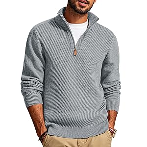 PJ PAUL JONES Suéteres para hombre Casual con cremallera de un cuarto Suéter Slim Fit Knit Sw