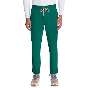 Cherokee Infinity Pantalones médicos de pierna recta con cordón para hombre, talle medio con cremallera, 6 P