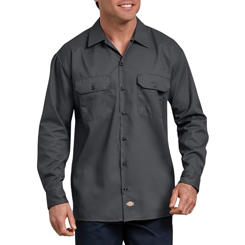 Dickies Flex Camisa de trabajo de manga larga de ajuste relajado, carbón, L