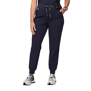Pantalón médico FIGS Zamora de talle alto estilo jogger para mujer - Azul marino, Petite XS