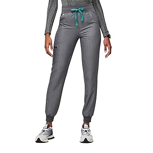 Pantalón médico FIGS Zamora de talle alto estilo jogger para mujer - Grafito, Regular