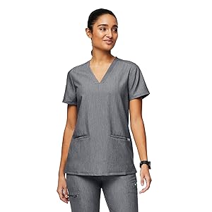 Camiseta médica FIGS Casma de tres bolsillos para mujer - Grafito, 2XL