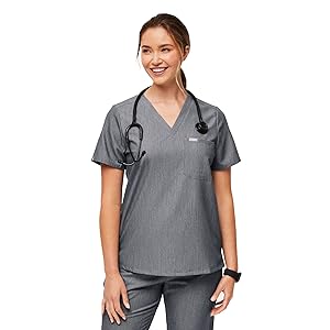 Camiseta médica FIGS Catarina de un bolsillo para mujer - Grafito, S