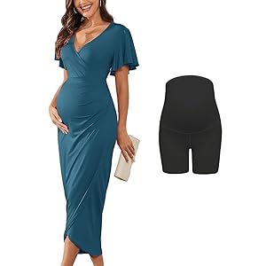 AISWI 2025 Vestido de lactancia para mujer, cuello en V, mangas con volantes, semiforma