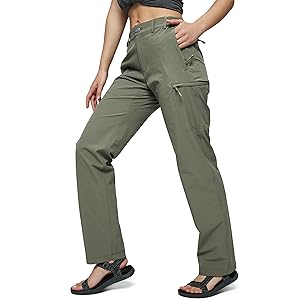 MIER Pantalones cargo de secado rápido para mujer, pantalones de senderismo tácticos ligeros con 6 bolsillos
