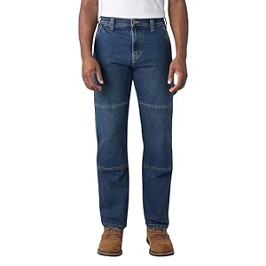 Dickies Jeans Flex de ajuste relajado con doble rodilla para hombre, lavado de mezclilla medio, 30 W x 30 L