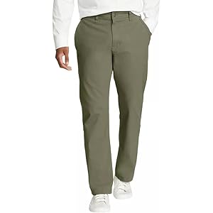 Eddie Bauer Pantalón Utulity de lona elástica para hombre (EE. UU., entrepierna de cintura, 34, 30, verde)
