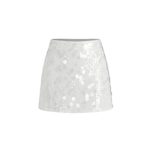 CIDER Falda brillante de cintura media con lentejuelas para fiesta, club, salida nocturna, minifalda para mujer T