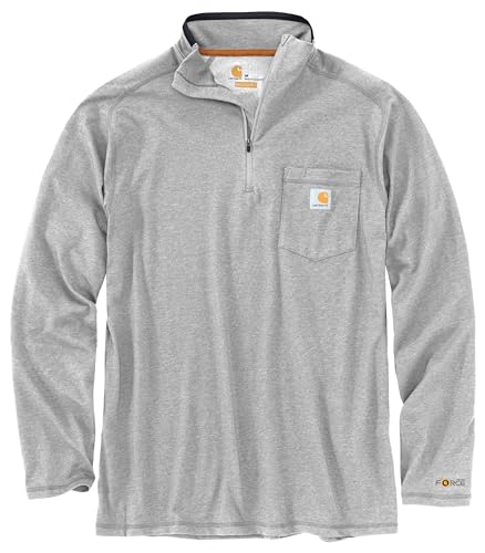 Carhartt Force Relaxed Fit Camiseta de manga larga con cuello alto y cremallera de un cuarto para hombre