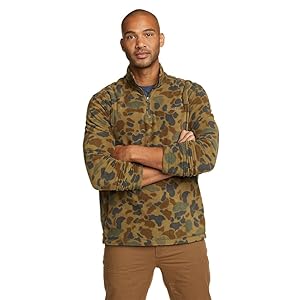 Eddie Bauer Jersey de forro polar con cremallera de un cuarto y manga larga Quest de ajuste clásico para hombre, Ant