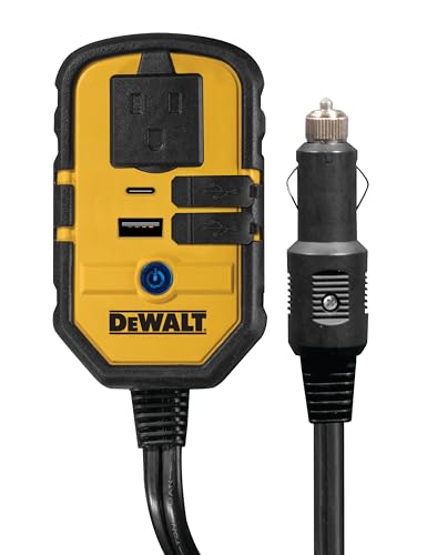 DEWALT DXAEPI140 Inversor de corriente 140W Convertidor para automóvil: Salida de corriente de 12V CC a 120V CA