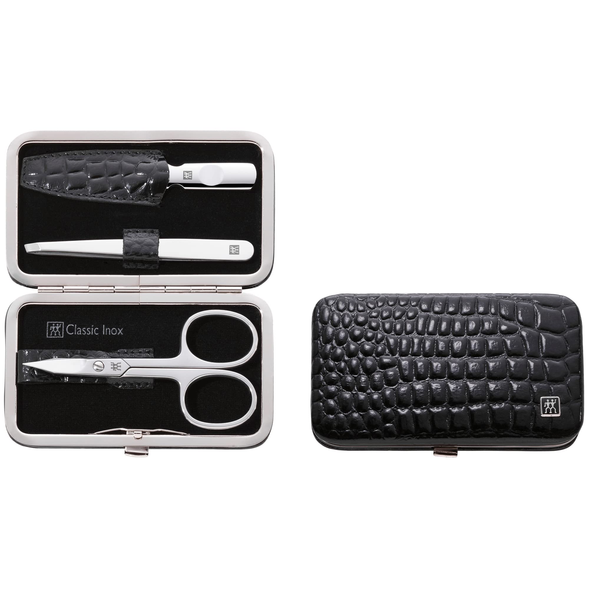 ZWILLING Beauty Classic Inox 4-pc Manicure Set with Black Leather Crock Case