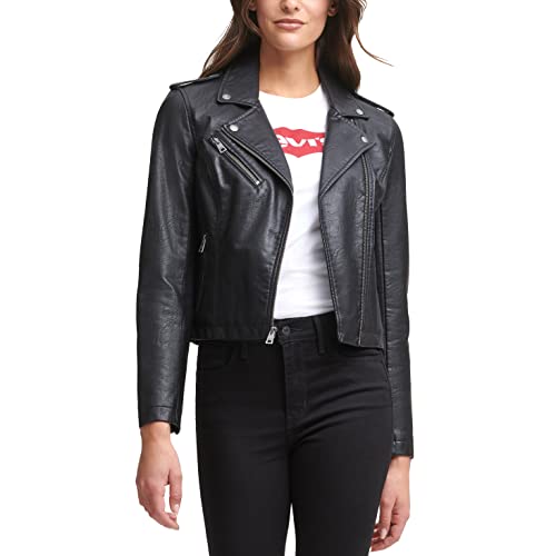 Levi's Chaqueta de moto clásica de piel sintética para mujer (tallas regular y grande),