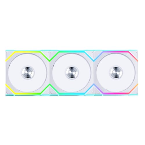 Lian Li UNI SL Ventilador inalámbrico para PC 120 mm RGB - Paquete de 3 PC para juegos con aspas inversas Blanco