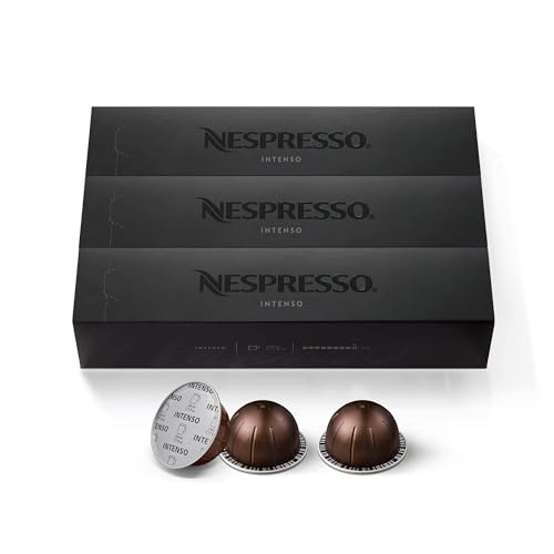 Nespresso Capsules Vertuo, Intenso, café tostado oscuro, 30 cápsulas de café, Bre