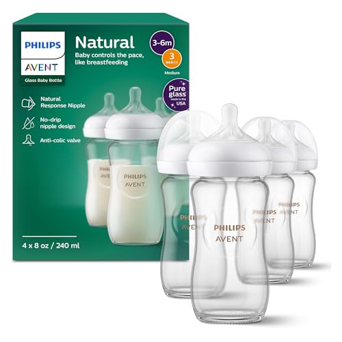 Biberones de vidrio natural Philips Avent con tetinas de respuesta natural (mediano F