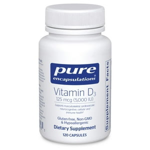 Pure Encapsulations Vitamina D3 125 mcg (5000 UI) - Suplemento para apoyar huesos,