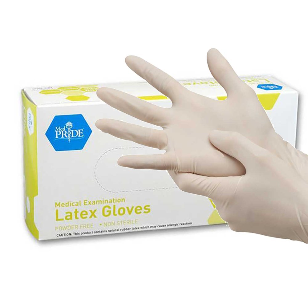 MedPride Guantes de examen de látex sin polvo, medianos, estuche/1000 (10 cajas de 100)