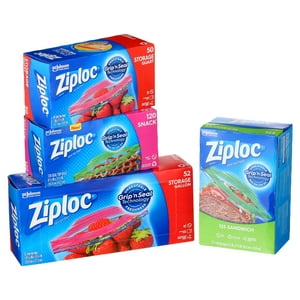 Galón Ziploc; Cuarto de galón; Sándwich; y bolsas para guardar snacks - Var