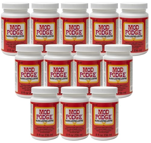 Sellador a base de agua brillante Mod Podge, (paquete de 12) pegamento y decoupage de 8 oz con brillo