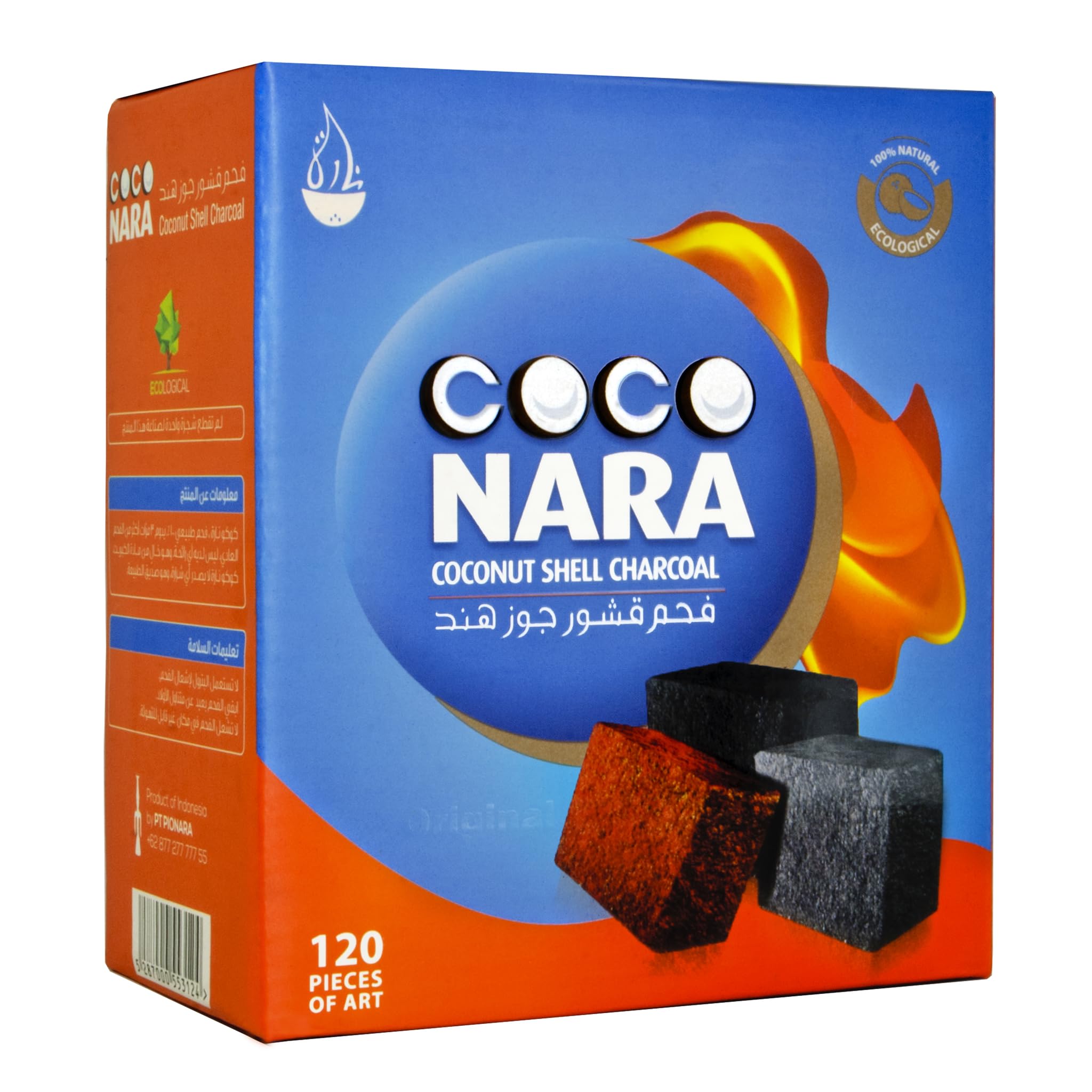 CocoNara Hookah Shisha Carbón natural, 120 unidades