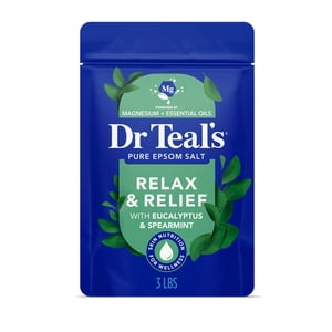 Dr. Teal's Epsom Salt Magnesium Soak, Relax & Relief con eucalipto y menta verde