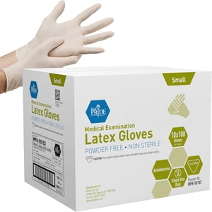 MedPride Guantes de examen de látex sin polvo, medianos, caja/100