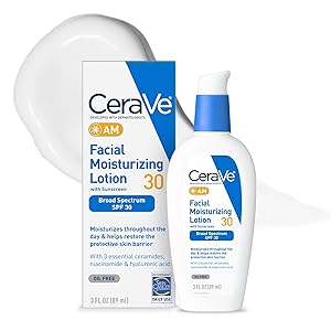 CeraVe AM Loción Hidratante Facial con SPF 30, Hidratante Facial Sin Aceite con