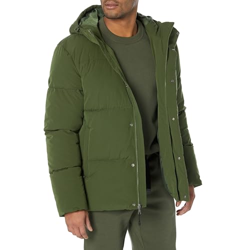 Amazon Essentials Abrigo acolchado con capucha de longitud media para hombre (disponible en grande y alto),