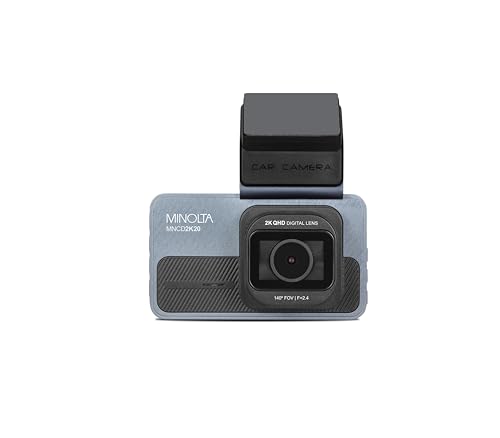 Minolta 2.5K Quad HD Dash Camera - Videocámara para automóvil con lente gran angular de 140 grados