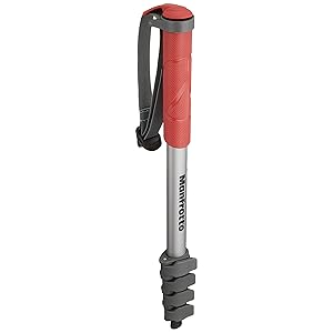 Manfrotto MMCOMPACT-RD, Monopié compacto y ligero de 330gr, con correa para la muñeca, Rub