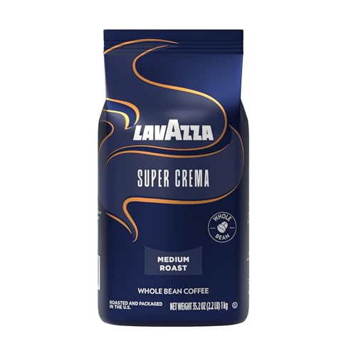 Café en grano entero Lavazza Super Crema, tueste medio espresso, arábica y robusto